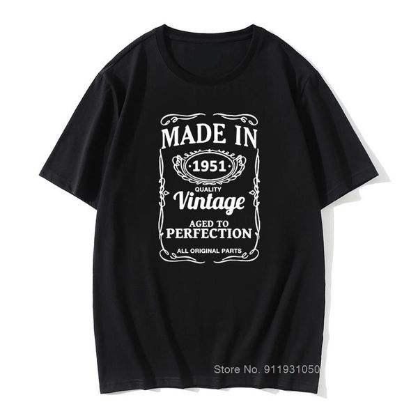 

men's t-shirts made in 1951 gift t shirt birthday present graphic fashion cotton short sleeve novelty o-neck father t-shirt, White;black