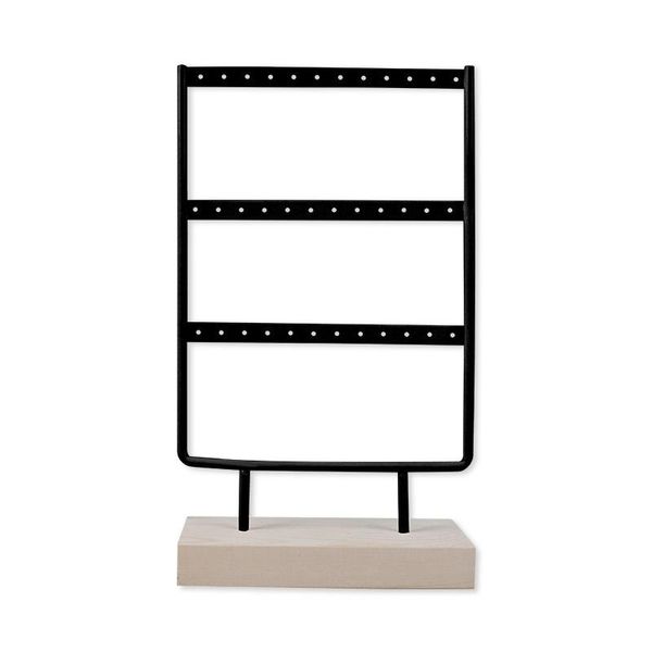 

jewelry pouches, bags 3 tier 36 holes wooden earrings organizer display holder stand metal necklace rack, Pink;blue