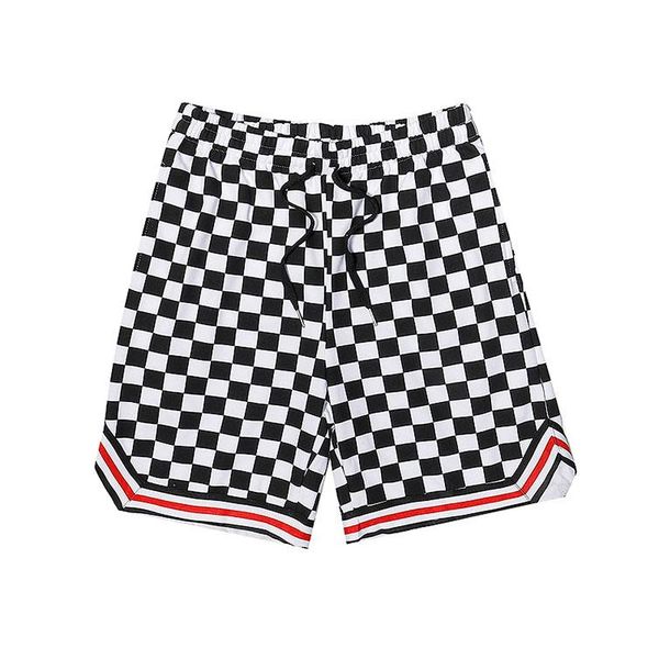 

men's shorts summer design checkerboard loose style hiphop streetwear short pant, White;black