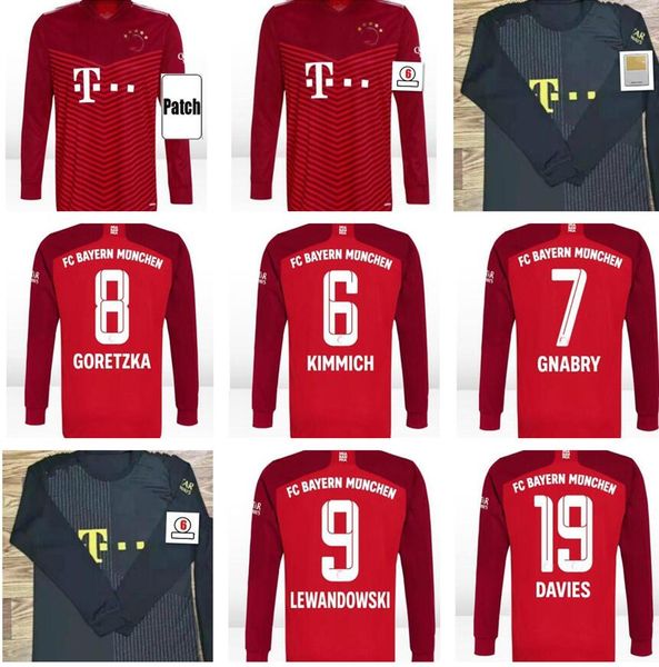 

long sleeve 21 22 bayern soccer jerseys coutinho vidal lewandowski muller robben sule sane 2021 munich sports football shirt, Black;yellow