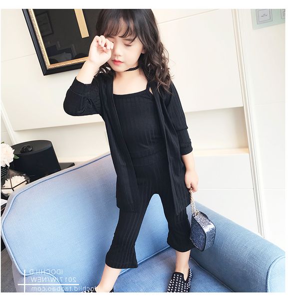 

jacket+sling tshirt+pants 3pieces 2021 kids clothing sets spring baby girl outfits sets children tracksuit costume, White