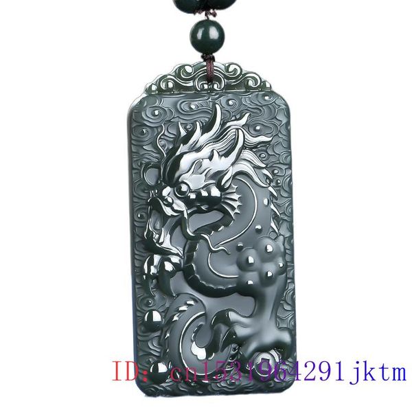 

hetian jade dragon pendant fashion jadeite gifts natural amulet women jewelry charm chinese carved necklace men, Silver