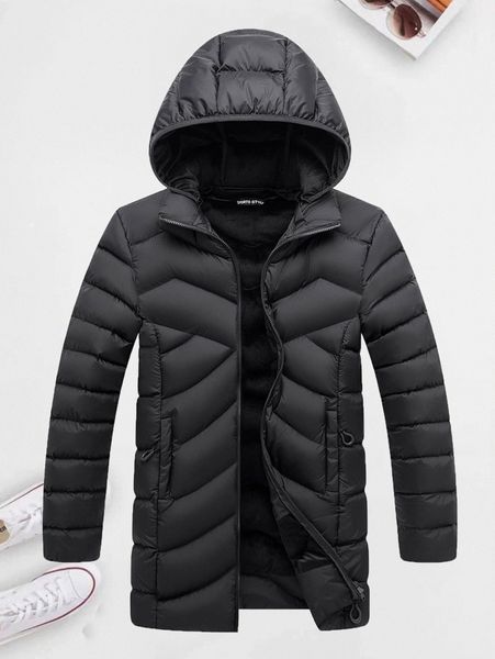 

men padded zip up hooded puffer coat m0e4#, Black;brown
