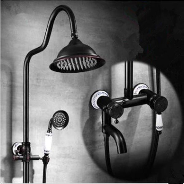 

all-copper black shower set american antique ware ceramics three-ssprinkler bathroom sets