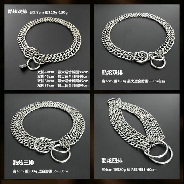 

dog collars & leashes hq s1 stainless steel double triplex chain collar lead leash outdoor pet training p for middle big dogs