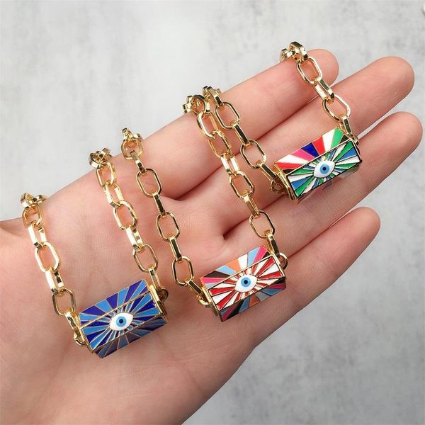 

chains fashion hip metal clavicle chain necklace women ethnic enamel turkish evil eye for jewelry bijoux px-80, Silver