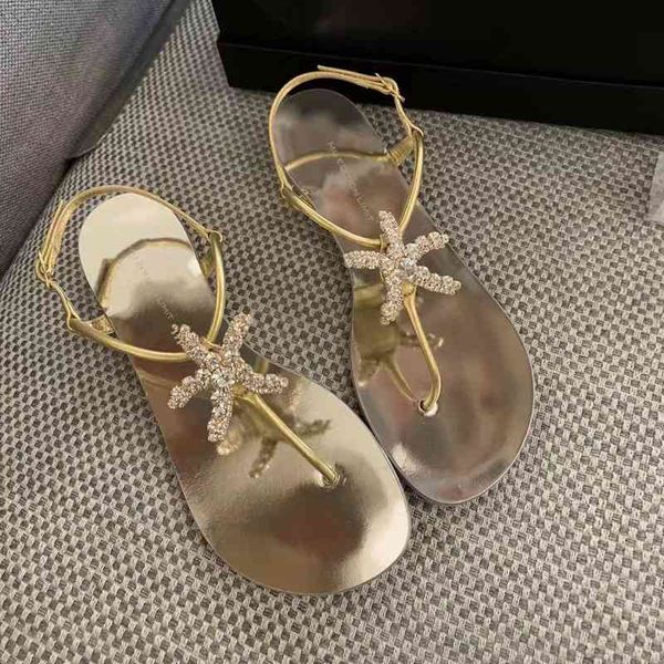 

new fashion summer beach diamonds sea star rhinestones starfish t strap flip-flops woman flat sandal, Black
