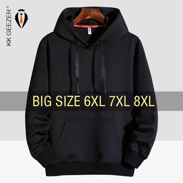 

hoodie oversize 5xl 6xl 7xl 8xl hooded sweatshirts men 2021 autumn casual hoodi pullovers long sve hoody streetwear, Black