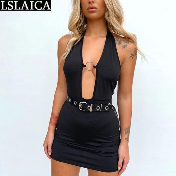 

black dress deep v neck hollow out skinny night club fashion arrival dresses for women sleeveless backless casual, Black;gray