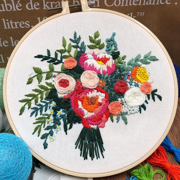 

embroidery bloom flowers painting with hoop 15cm needlework for beginners cross stitch kits sets diy other arts and crafts