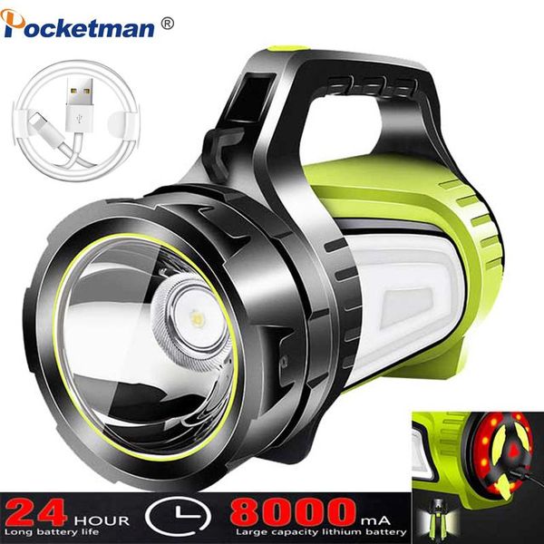 

flashlights torches powerful searchlight led rechargeable spotlight waterproof lantern ultra-long standby torch with usb output