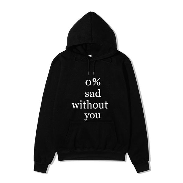 

2020 spring and autumn letter 0% sad without you printed women's hoodie, Black