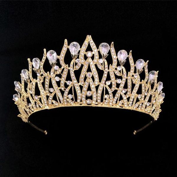 

hair clips & barrettes luxury crystal rhinestone crown gold/silver color tiara bride headband headpeice women wedding headdress jewelry acce, Golden;silver