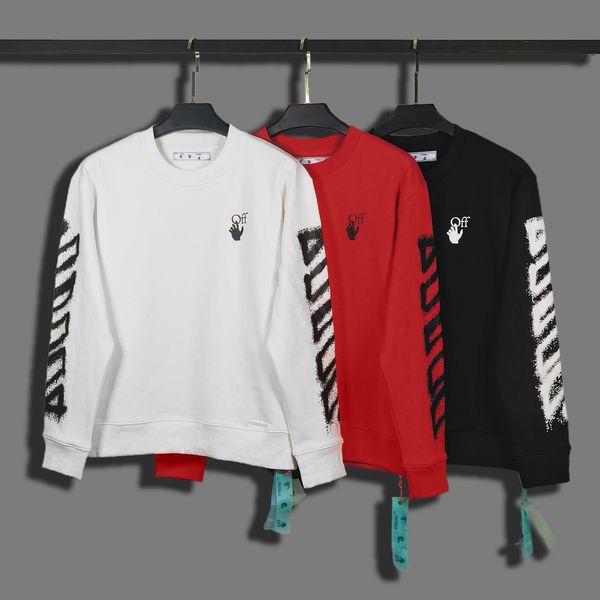 

2021 autumn winter new off graffiti splash arrstyle craft round neck sweater for men and women, Black