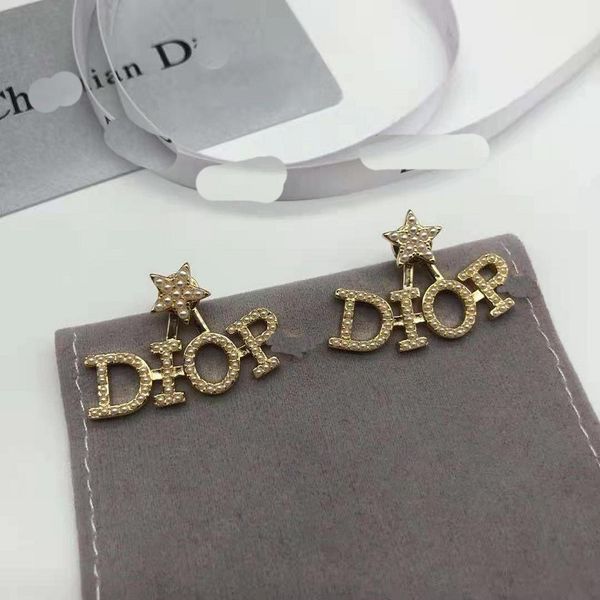 

designer jewelry letter star pearl fashion 925 silver needle earrings female 613w