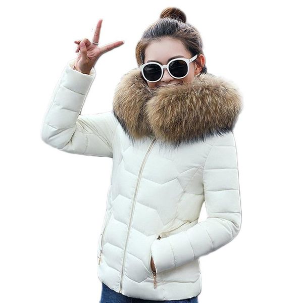 

winter jacket women coats artificial raccoon hair collar female parka black thick cotton padded lining ladies s-xxxl women's down & par