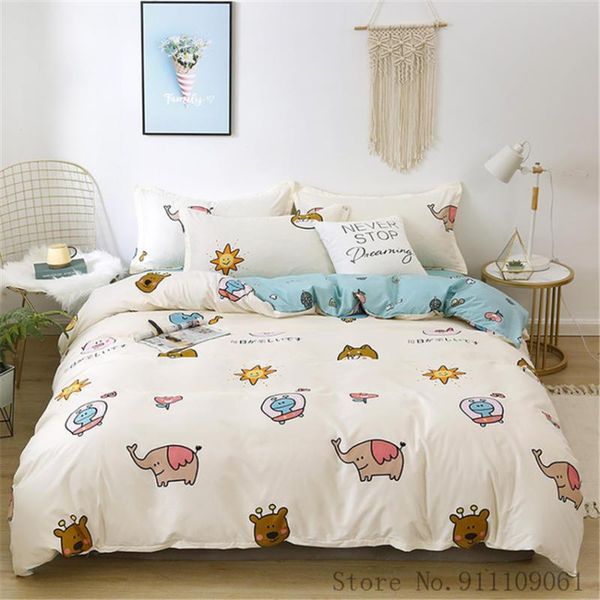 

bedding sets home textiles cartoon animal pattern set duvet cover pillowcase flat sheet children king twin size bedclothes