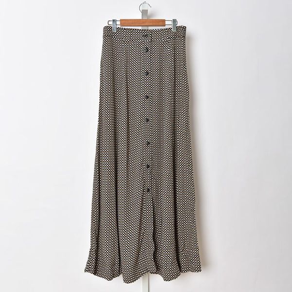 

skirts high waist plaid women midi skirt single-breasted split casual long for early autumn, Black