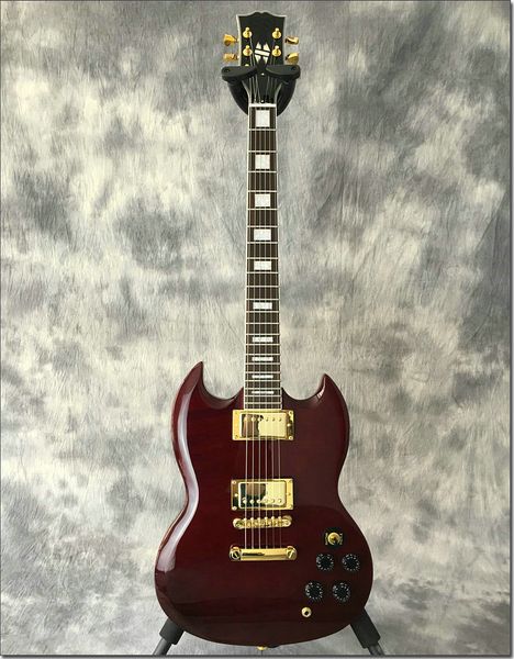 

custom devil horn electric guitar body wine red horn