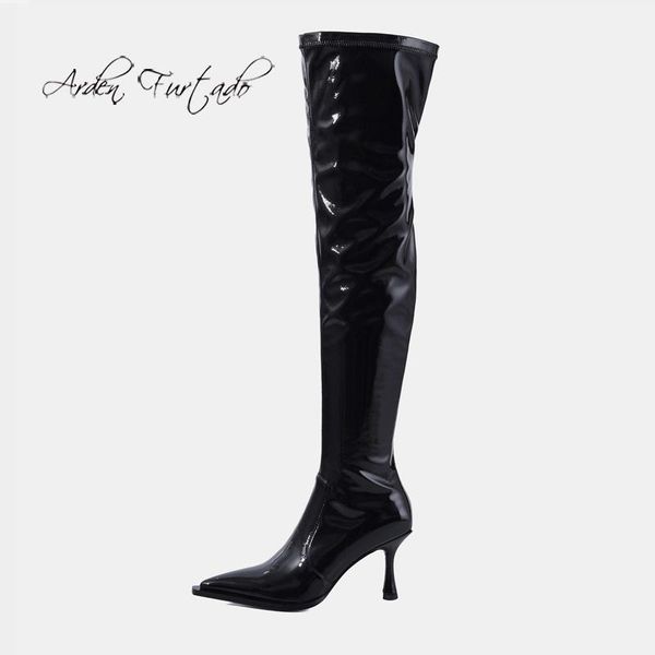 

boots arden furtado 2021 winter fashion elegant pointed toe stilettos heels zipper ladies over the knee 40, Black
