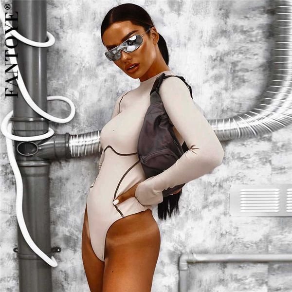 

women's jumpsuits & rompers long sleeve bodysuits women striped autumn basic bodycon khaki elastic casual bodysuit smzk, Black;white