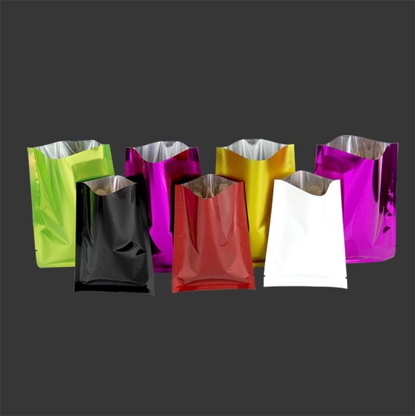 

gift wrap 200pcs matte/ glossy colorful open aluminum foil heat seal packaging pouch vacuum food coffee flat pocket packing bag retail
