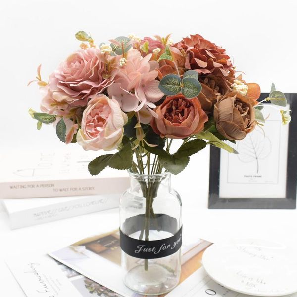 

decorative flowers & wreaths 5 bundle artificial peony hydrangea flower wedding christmas decorations for home diy vase living room decor ar