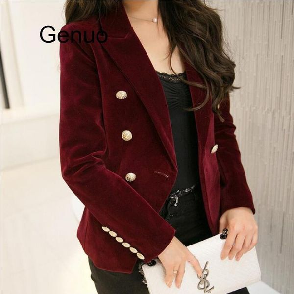 

blazer feminino women slim velvet blazers classic double breasted jackets coat ladies formal ol work wear women's suits &, White;black