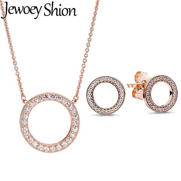 

earrings & necklace jewoey shion jewelry sets for women round cubic zircon brand necklaces/earrings wholesale valentine gift, Silver