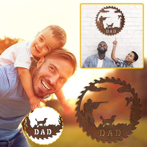 

decorative objects & figurines father's day metal art fishing hunting wall decor creative design pendant craft holiday gift home retro