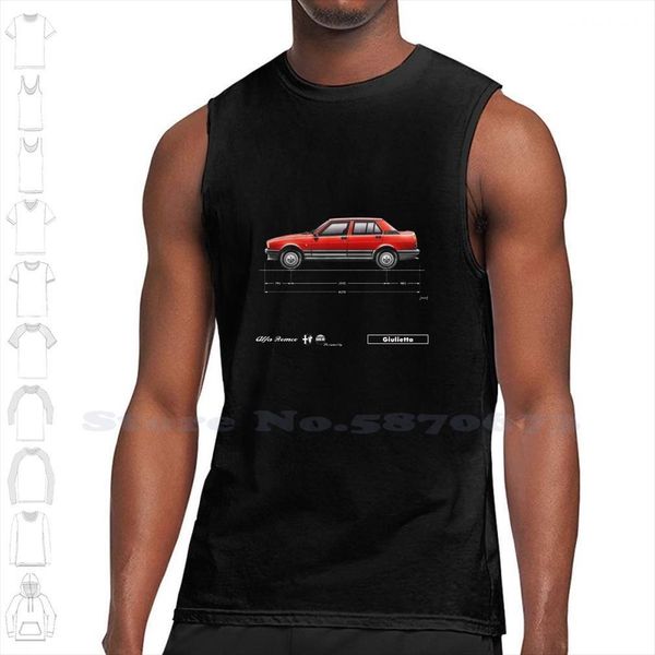 

alfa romeo giulietta blueprint black white sleeveless tank men women azaziel car classic muscle, White;black