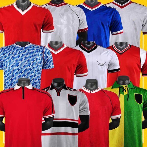 

manchester retro soccer jerseys man 91 92 utd united football shirt 83 84 85 86 88 98 99 season, Gray