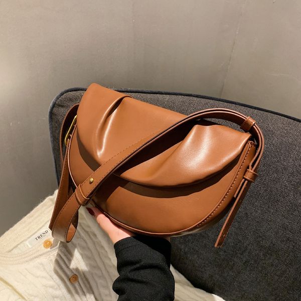 

bag women's 2021 simple messenger printed single shoulder pu saddle