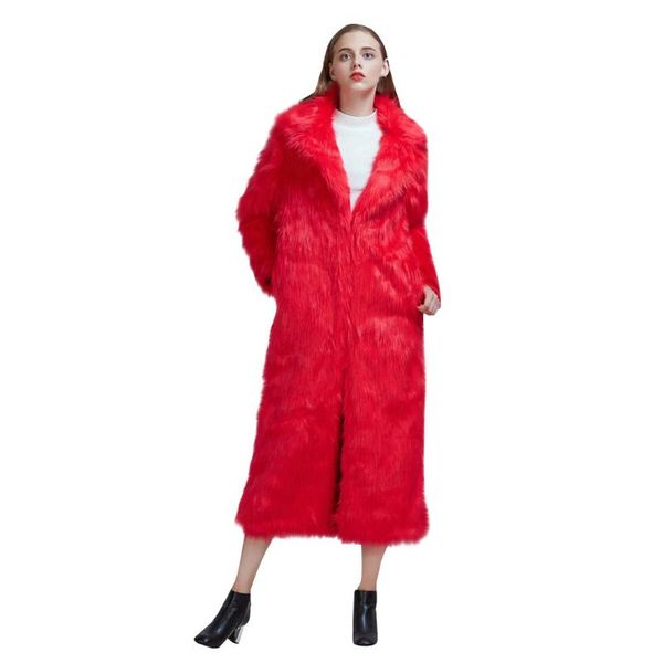 

women's fur & faux thicken coat fashion women slim casual female harajuku mid-long loose soft winter tide veste femme, Black