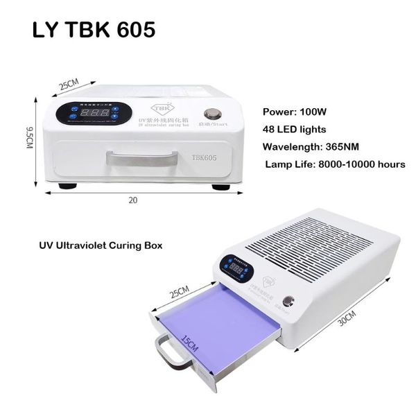 

design tbk 605 mini uv ultraviolet curing led box oven 48 pcs lights 100w 110v 220v common use for mobiles lcd repairs power tool sets
