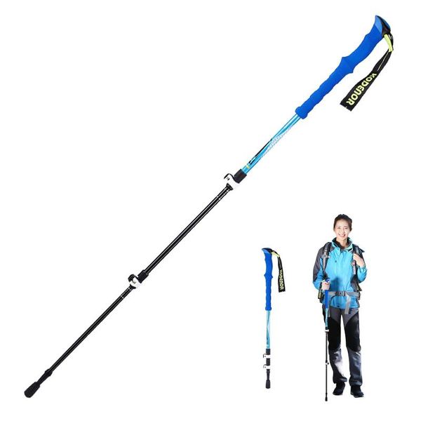

trekking poles three-section straight stick aluminum folding hiking collapsible walking