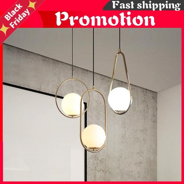 

pendant lamps modern lamp for dining room glass ball lampshade gold restaurant hanging light fixture bedside read bedroom decor lustre