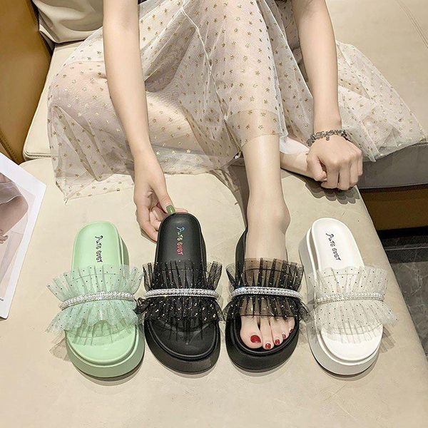 

slippers med women summer luxury slides platform sliders shoes pantofle designer soft 2021 flat fashion basic pu so, Black
