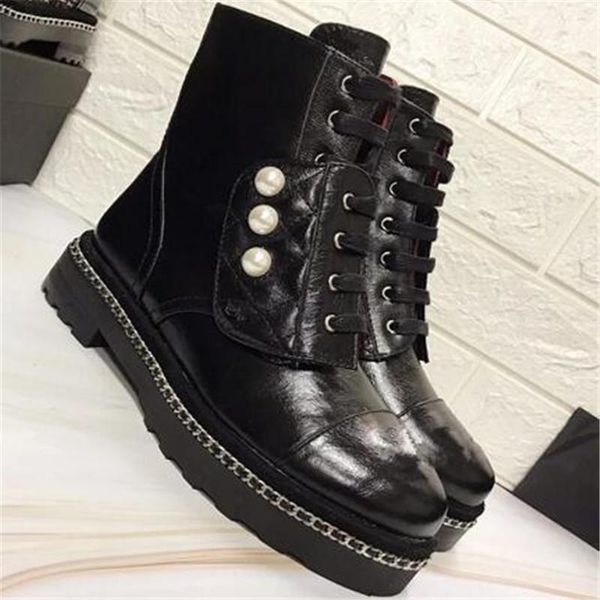 

boots platform women leather zapatos mujer elegant ladies shoes fashion casual quality female shoe, Black