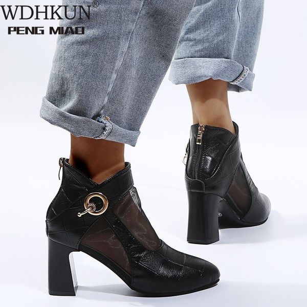 

sandals 2021 women crystal lace zip mesh pumps woman high heels summer female shoes classics solid platform ladies party 64xk, Black