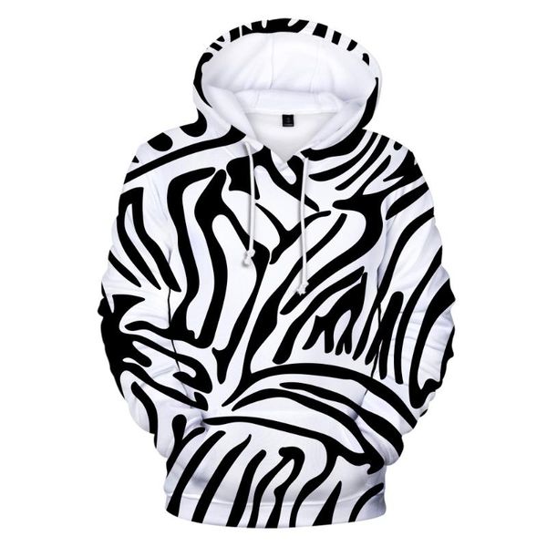 

men's hoodies & sweatshirts animal texture 3d men/women arrival fashion swearshirt zebra pattern hoody casual, Black