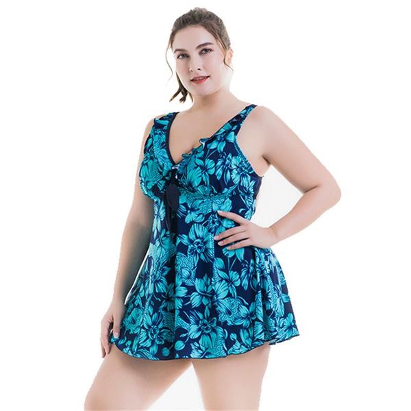 

one-piece suits plus size swimwear women swimdress retro tankinis ladies two pieces swimsuit with skirt large bathing swimming beach wear