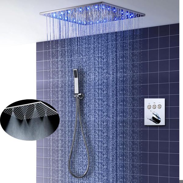 

button thermostatic 3 functions mixer set shower head hydro led ceiling large rain mist faucets bathroom 20 inch sets