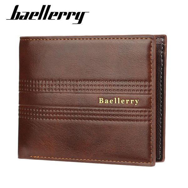 

baellerry wallet men's short leather korean version simple multi card multifunctional thin open handbag wallets, Red;black