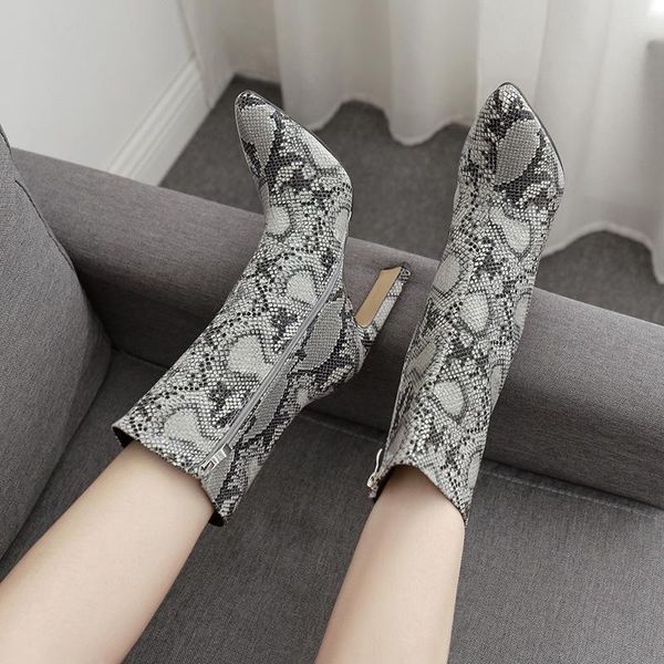 

dress shoes women's high heels pu slip on square heel 11cm pointed toe boots, Black