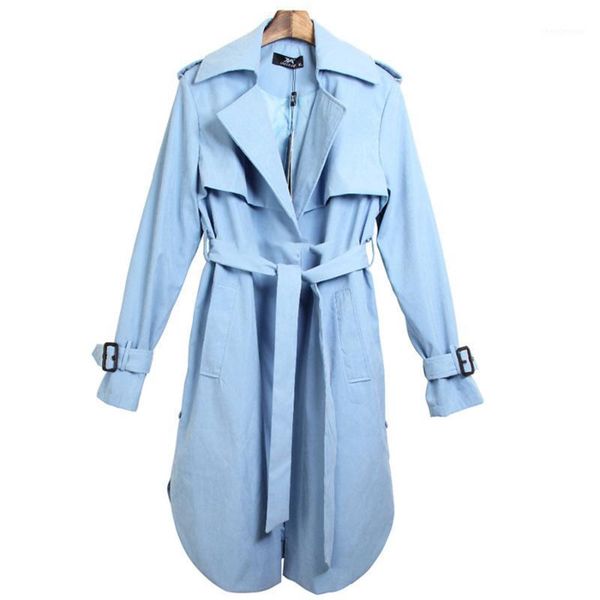 

women's wool & blends casual elegant long trench coat women spring fashion autumn for belted office parfum femme de marque 102f, Black