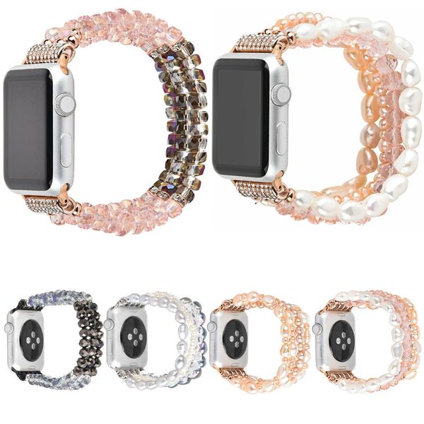 Роскошные женщины Crystal Diamond Pearls ремешок для Apple Watch Series 7 6 5 4 3 2 1 Band ювелирный браслет для IWATCH 41mm 45 мм 38/40 мм 42/44 мм