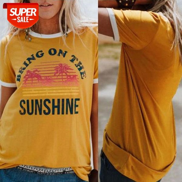 

plus size women t-shirt summer short sleeve tee bring on the sunshine t-shirt 2019 femme harajuku t shirt ladies tee #ce37, White