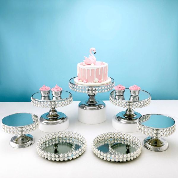 

other bakeware 1 -5pcs sliver peral cake stand round metal cupcake stands set