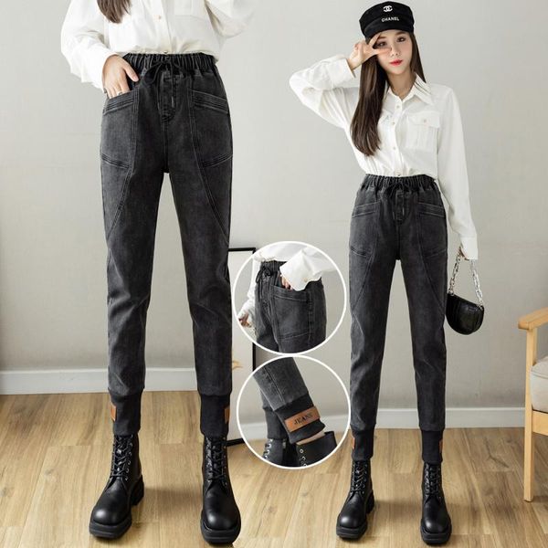 

women's jeans cmaz 2021 vintage high waist slim straight pants for women streetwear bodycon female denim buttons zipper ladies trouser, Blue